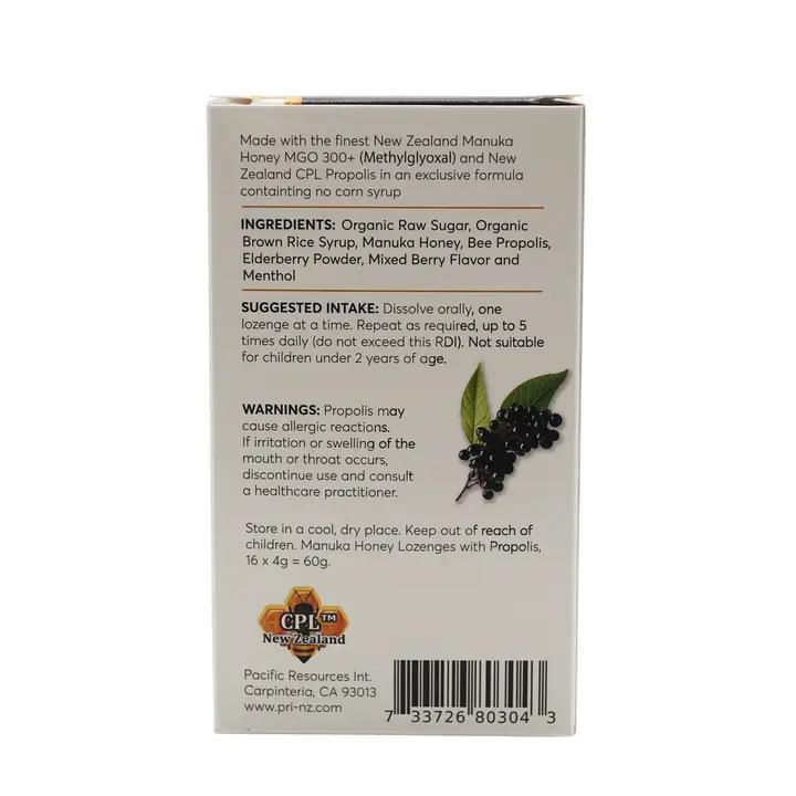 Pacific Resources - Manuka Honey Propolis Lozenge, Elderberry 3.2 oz - 80304