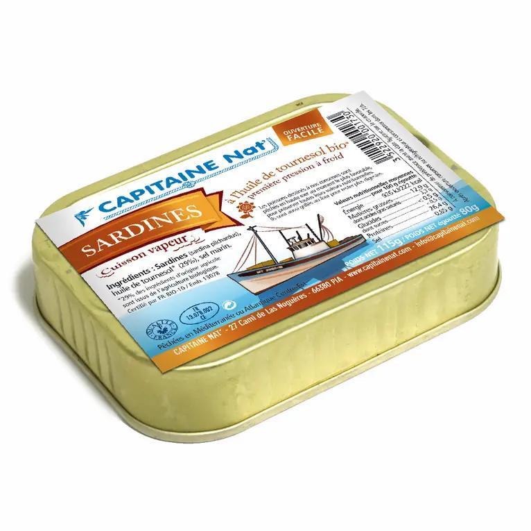 Capitaine Nat' - Sardines in Organic Sunflower Oil 4 oz - 1730