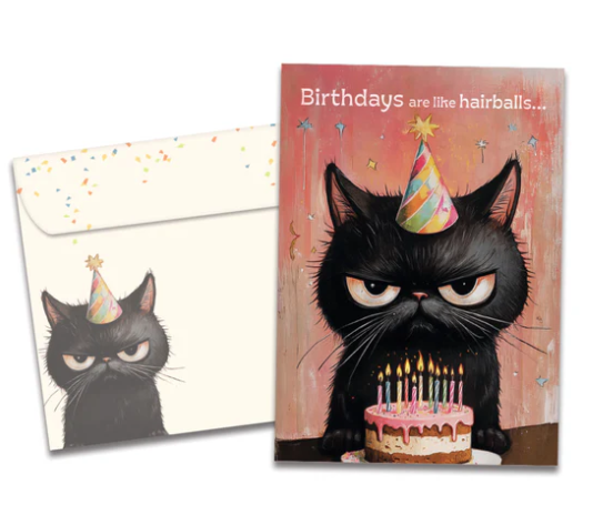 Tree-Free Greetings - Birthday Card - Hairballs Happen - 22482