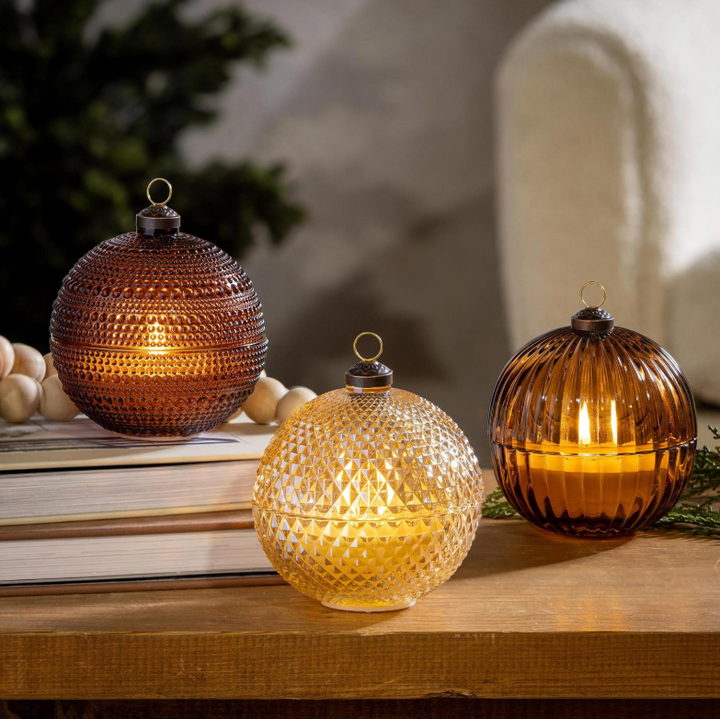 Evergreen - Woodland Storybook LED Table Décor Glass Round Candle with Flickering Flame - Assorted Styles - 3LED406