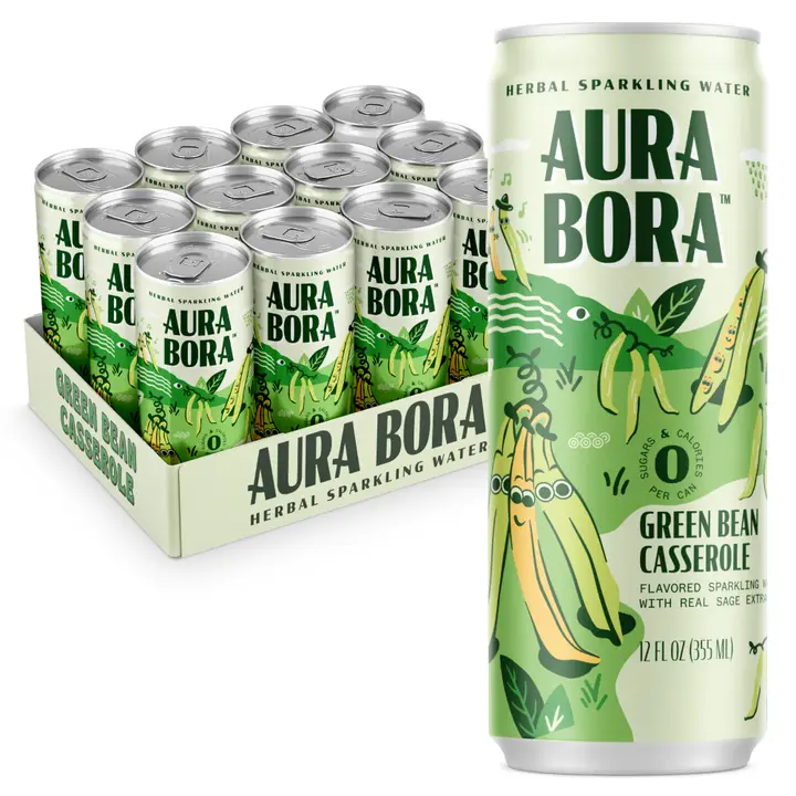 Aura Bora Green Bean Casserole Sparkling Water 12 oz Can DISCOSVF