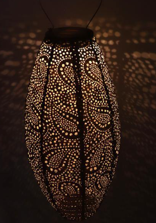 Lumiz LED Lantern - Long Oval Paisley Solar Lantern, Gold - LUM115 DISVEN