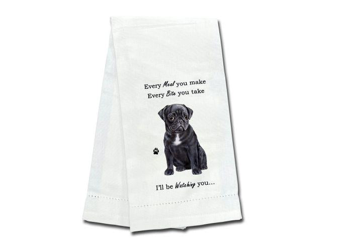E&S Pets - Pug Black Kitchen Towel 711-32