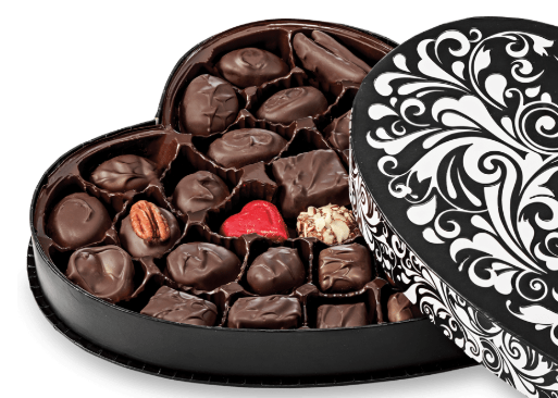 Abdallah Candies - Black Swirl Heart Box Midnight Assorted Chocolates 12.25 oz - 4083V