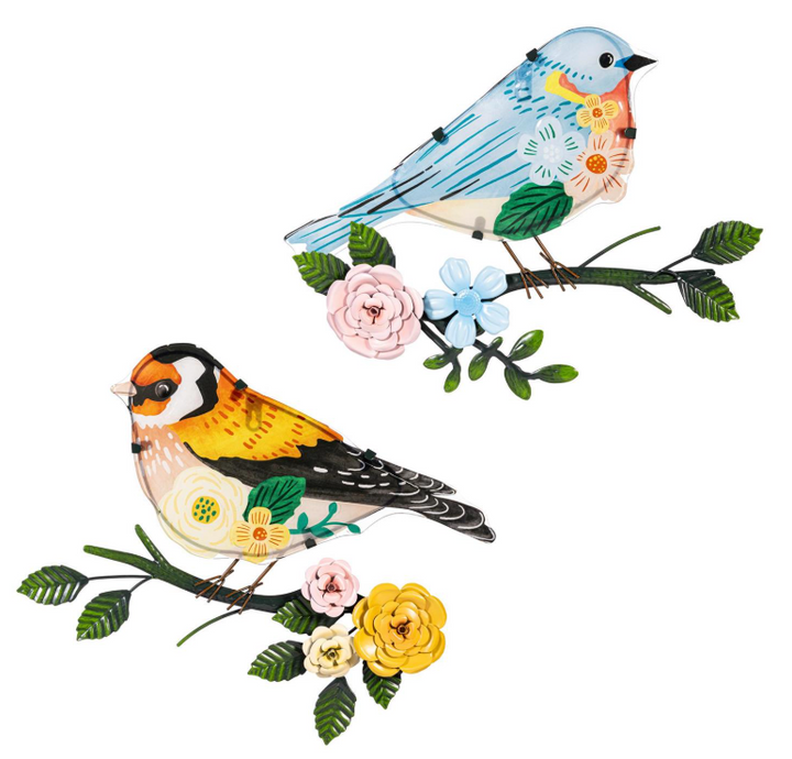 18" Bird on Branch - Metal & Glass - What She Shed Alternative Wall Decor - XX0NH1MET326