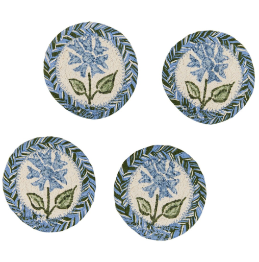 Park Designs - Emmaline Printed Braided Coasters - Set of 4 - 4874-156