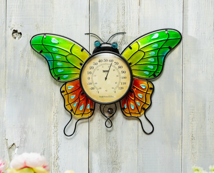 18" Butterfly Metal Outdoor Wall Thermometer - THYFK3GLS326