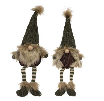 Mr. or Mrs. Green Knit Dangle Leg Gnome - ZOE5196
