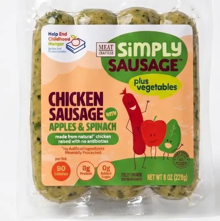 MeatCrafters Inc. - Simply Sausage - Chicken Sausage w/ Apple & Spinach 8 oz - 476R