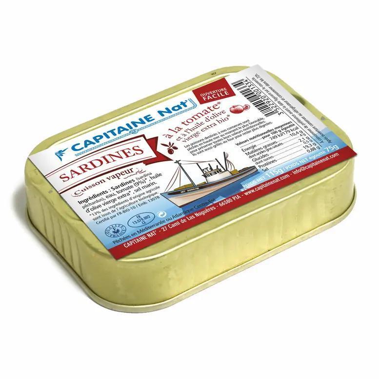 Capitaine Nat' -  Sardines in Organic Olive Oil and Organic Tomatoes 4 oz - 1334