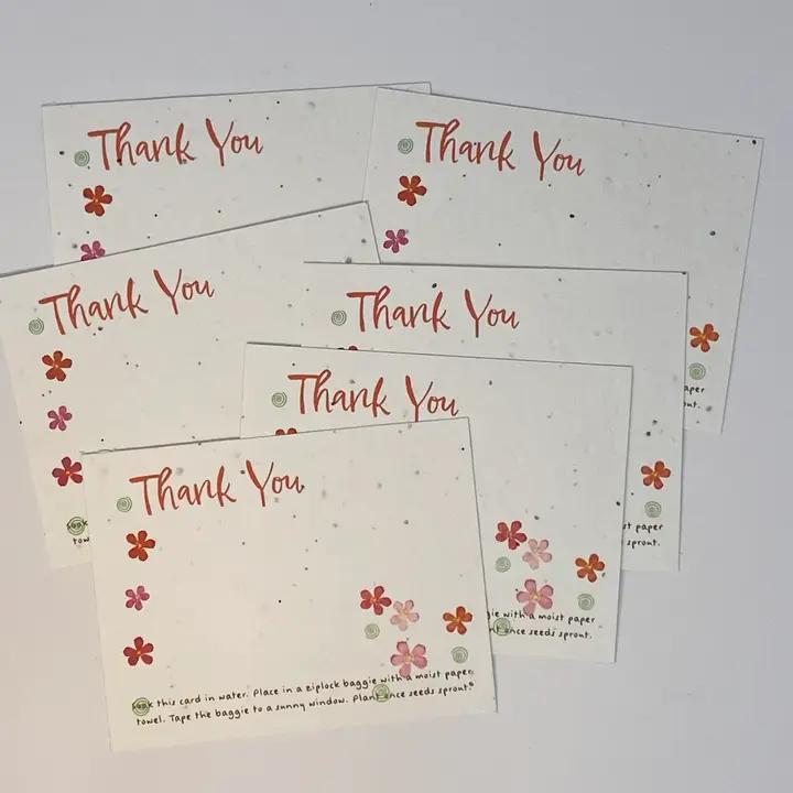 Raven's Edge Studio - Plantable Thank You Notecards | Wildflower Cards | Pink Flowers| Set of 6
