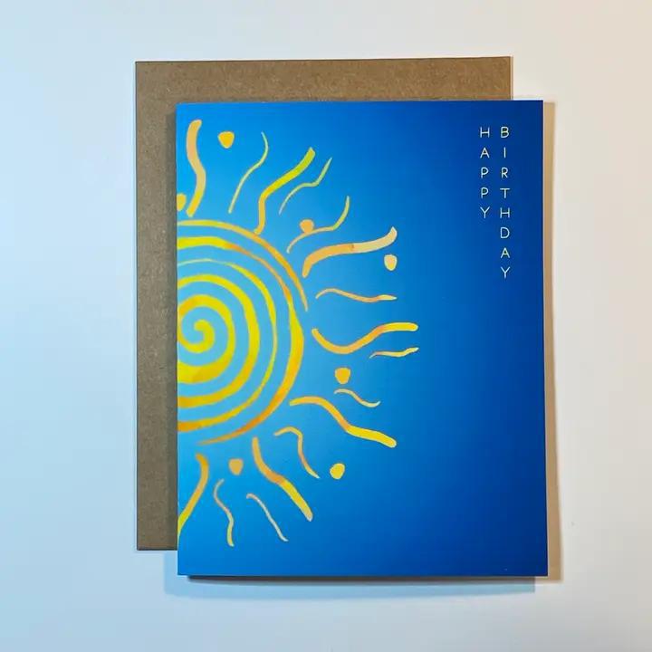 Raven's Edge Studio - Happy Birthday Card - Batik Sun - Eco Friendly