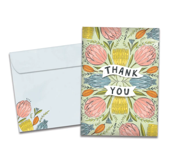 Tree-Free Greetings - Thank You Card - Drawn Flowers 22557