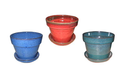 6" Glazed Floral Pot - Assorted Colors - GFAS-06LE