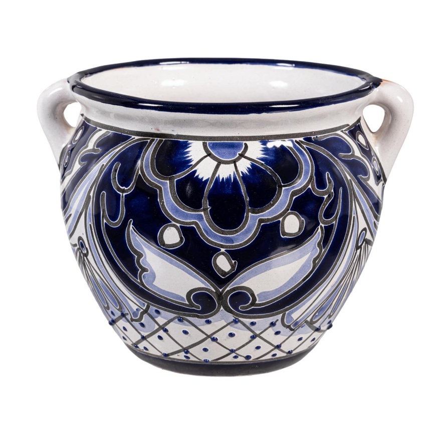 Talavera - 9" Blue and White Mini Jug Pot - GUVWHAS26