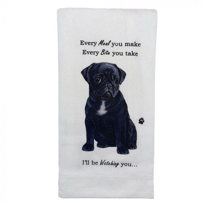 E&S Pets - Pug Black Kitchen Towel 711-32