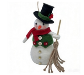 Snowman w/ Broom Ornament - OSW266643