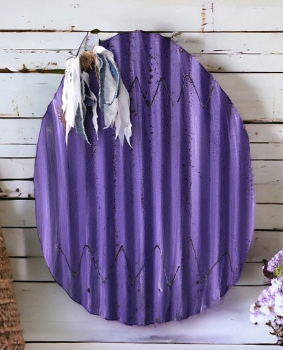 Rustic Tin Easter Egg Wall Hanging - Assorted Colors ( Sold Individually )