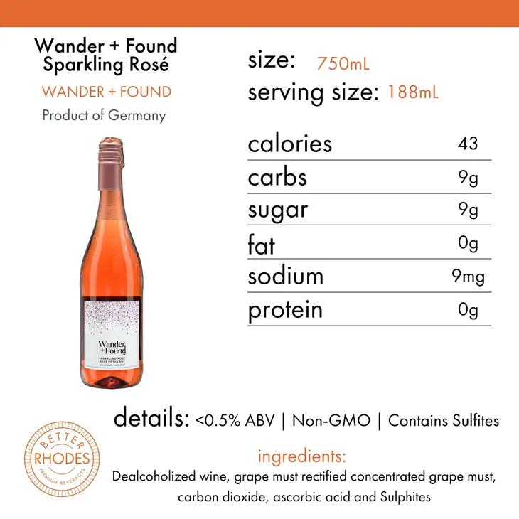 Better Rhodes - Products Wander + Found Sparkling Rosé - Dealcoholized Wine 750ml