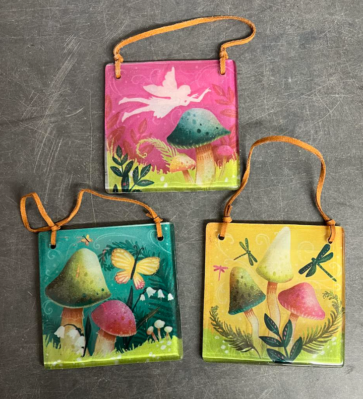 Evergreen - 4.5" Assorted Mushroom & Fairy Garden Suncatchers - 84G5052