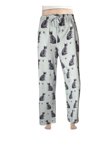 E&S Pets - Pajama Bottoms - Silver Tabby Cat - Large 351-9-L