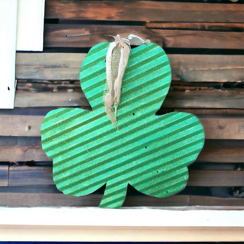 Corrugated  Tin Shamrock Clover Green