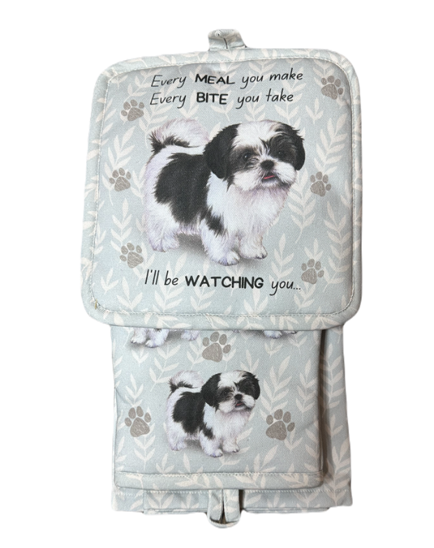 E&S Pets - Shih Tzu Black & White - 3 Piece Kitchen Set - 311-87b