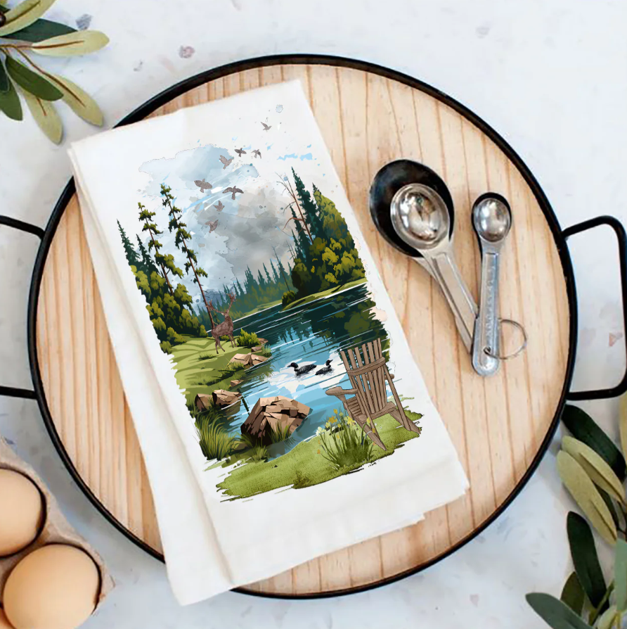 Adirondack Chair Lake Forest Tea Towel - TT-3618