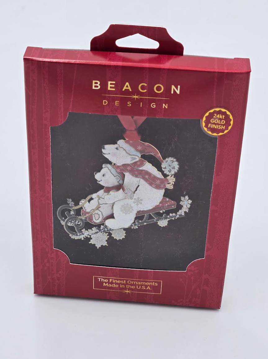Beacon Design - Polar Bears Sledding Ornament - 66101