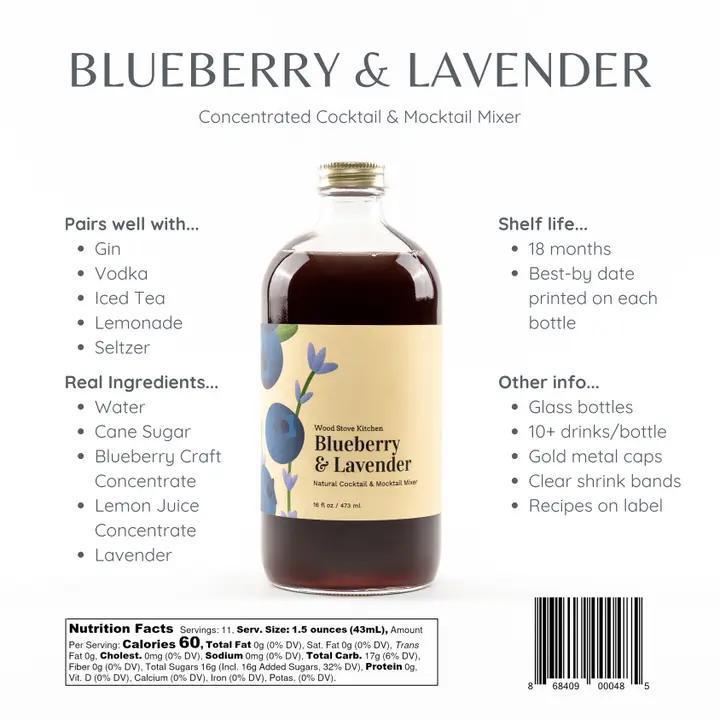 Wood Stove Kitchen - Blueberry & Lavender Cocktail and Mocktail Mixer 16 oz
