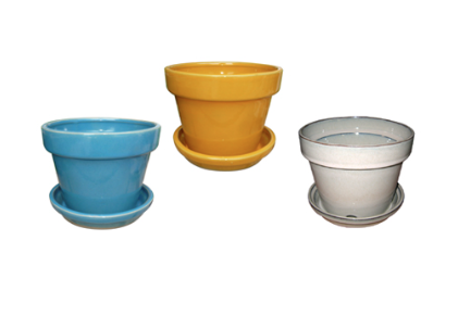 6" Glazed Floral Pot - Assorted Colors - GFAS-06A