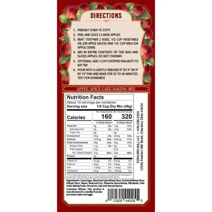 Fowler's Mill - Apple Spice Cake Mix 16 oz