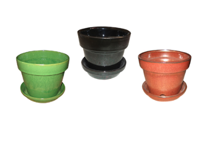 6" Glazed Floral Pot - Assorted Colors - GFAS-06B