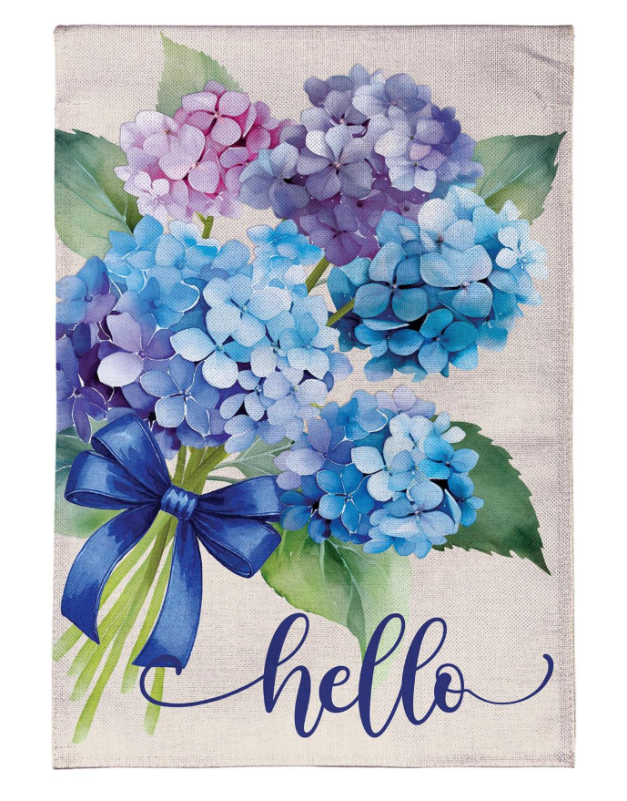 Hydrangea Bouquet Burlap Garden Flag - BF2DJ8BGF325