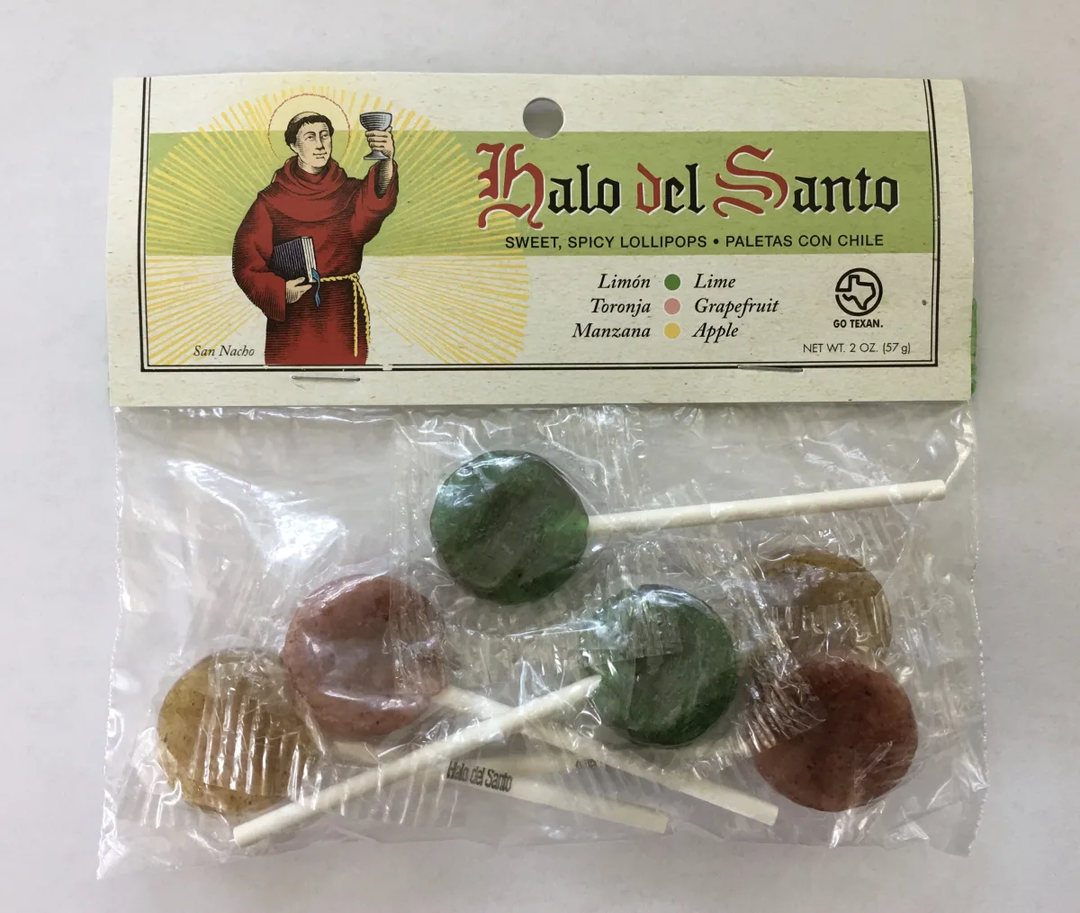 Halo del Santo Mexican Style Lollipops (Lime Grapefruit, Apple) 6 ct