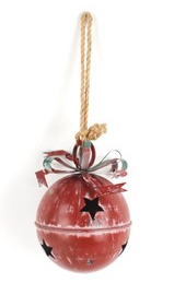 13.125" Long Antique Red Oversized Hanging Metal Christmas Bell with Stars Cutouts ZR200890-G