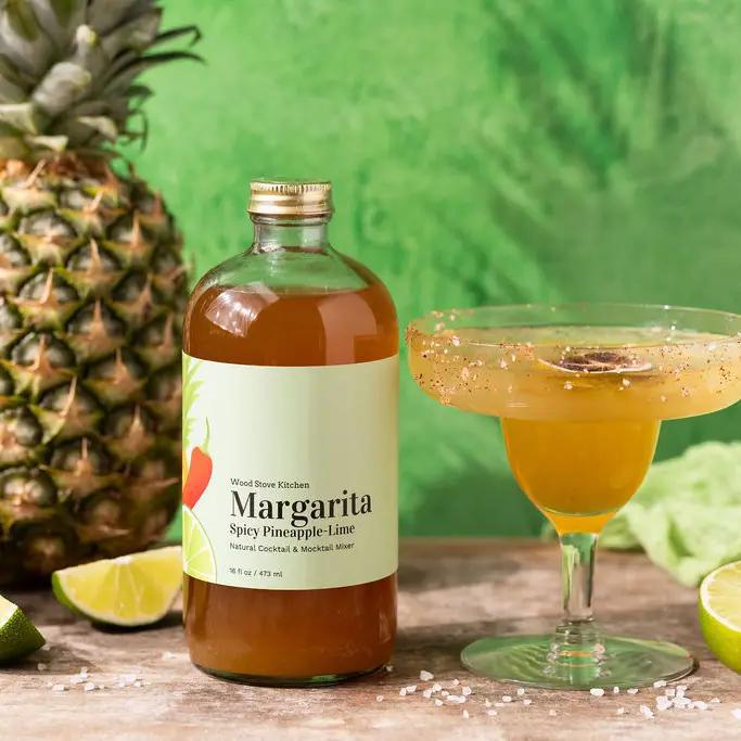 Wood Stove Kitchen - Margarita (Spicy Pineapple & Lime) Cocktail and Mocktail Mixer 16 oz