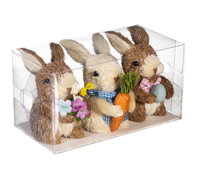 4" Natural Fiber Easter Bunny - Set of 3 - Bunny Blooms Table Decor - TAR4Y2NAT226