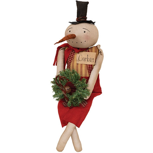 Corbin Snowman Doll w/ Pine Wreath - GCW5139