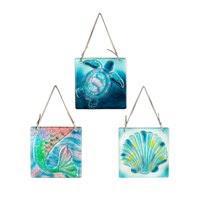 Evergreen - 4.5" Handpainted Embossed Coastal Shell Suncatcher, 84G4270