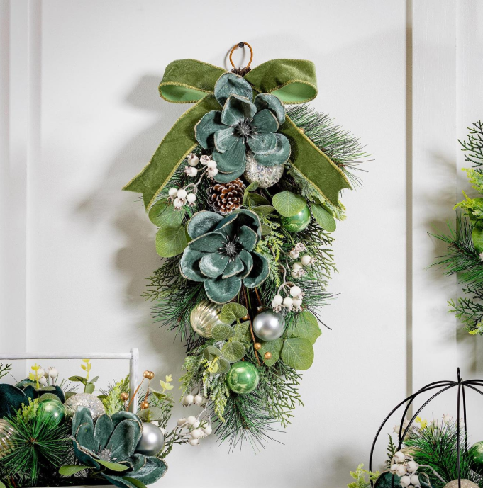 Evergreen - Shades of Green Swag Artificial w/ Ornaments - 4FL341