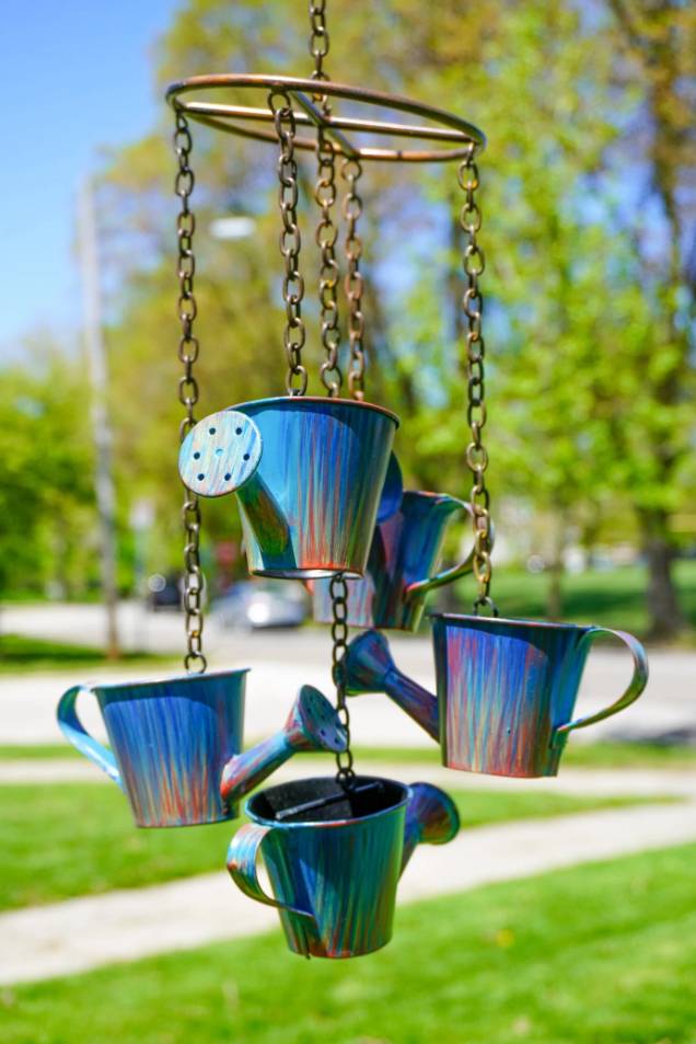 Distressed Blue Watering Can Circle Mobile - AG-1496
